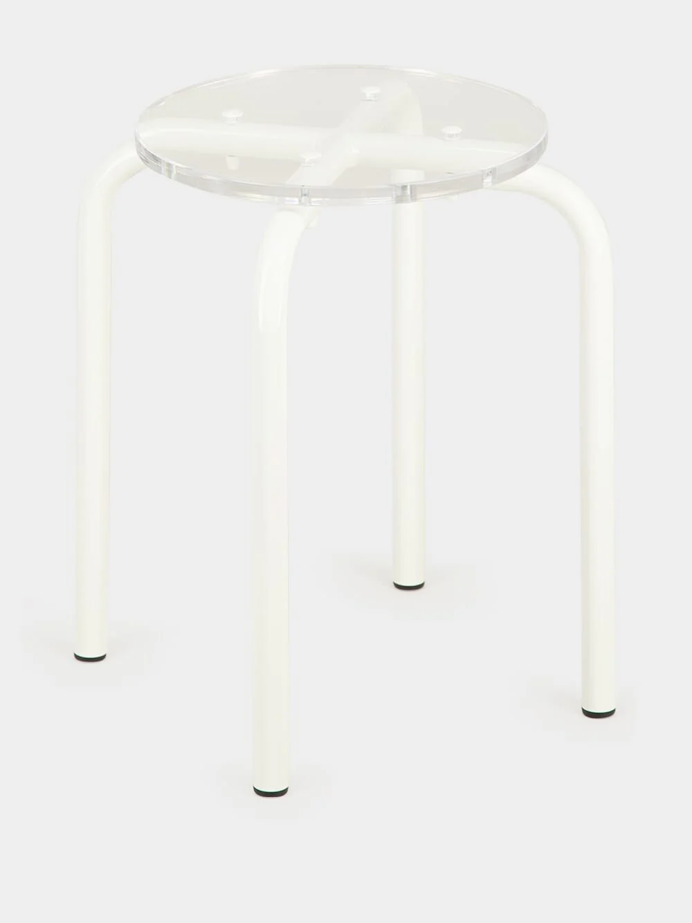 White Acrylic Glass and Steel Stool - Image 2