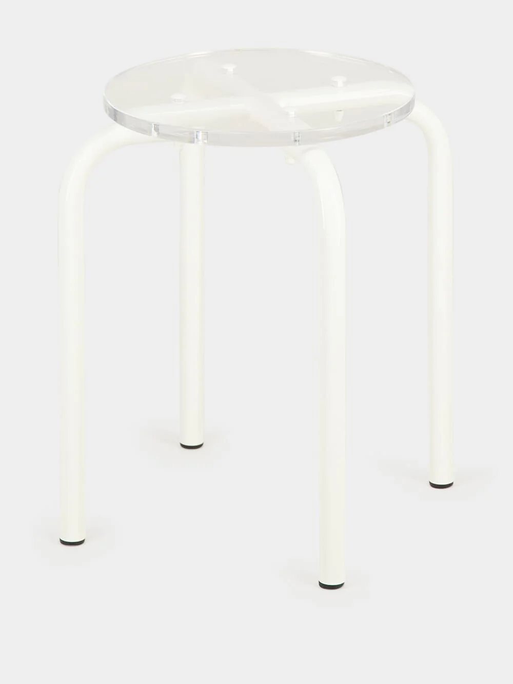 White Acrylic Glass and Steel Stool - Image 3