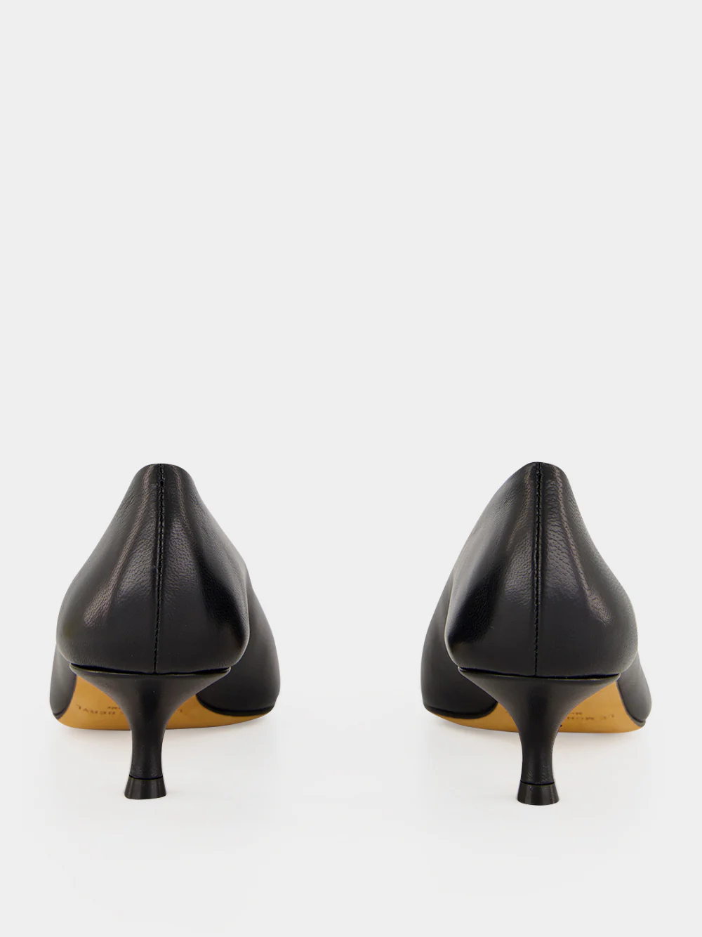 Black Leather Babouche Kitten Pumps - Image 5