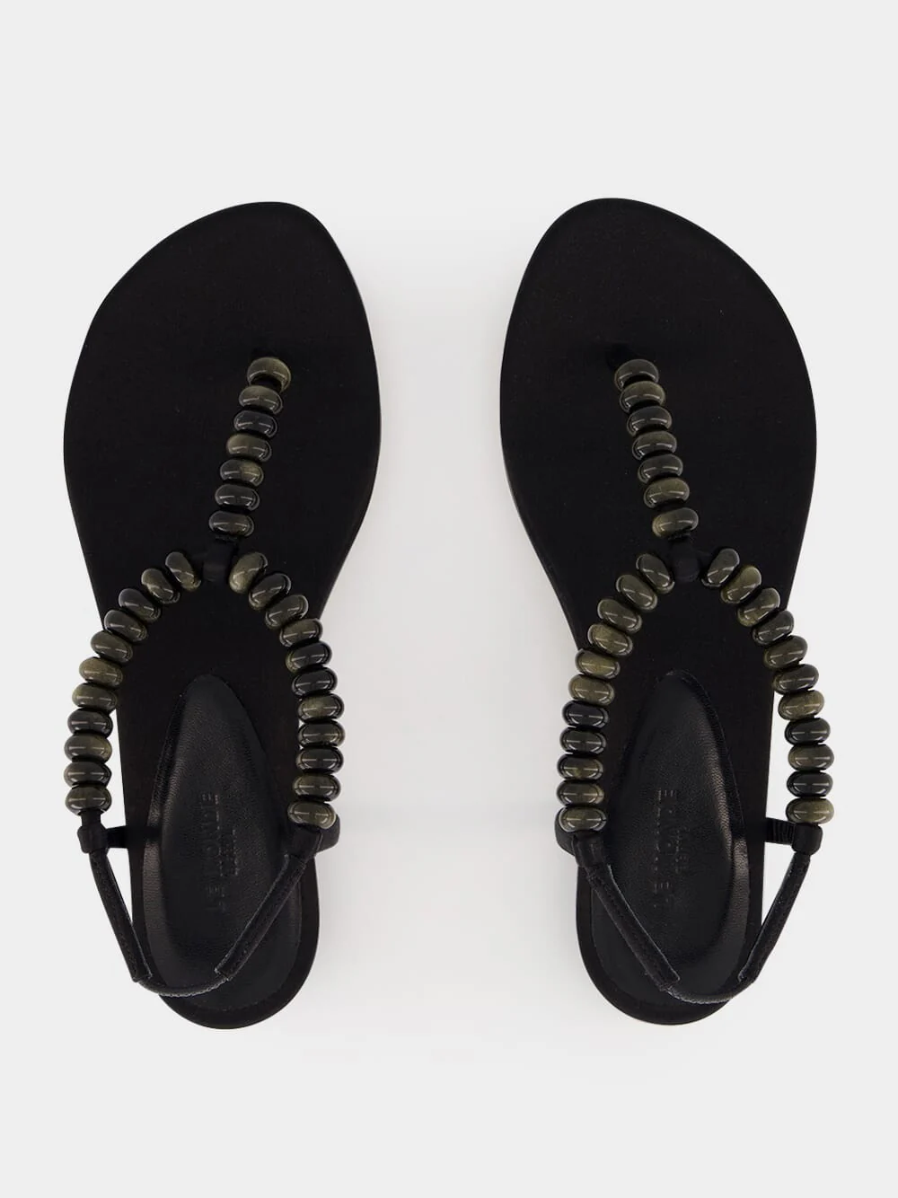 Black Satin Beaded Thong Sandals - Image 4