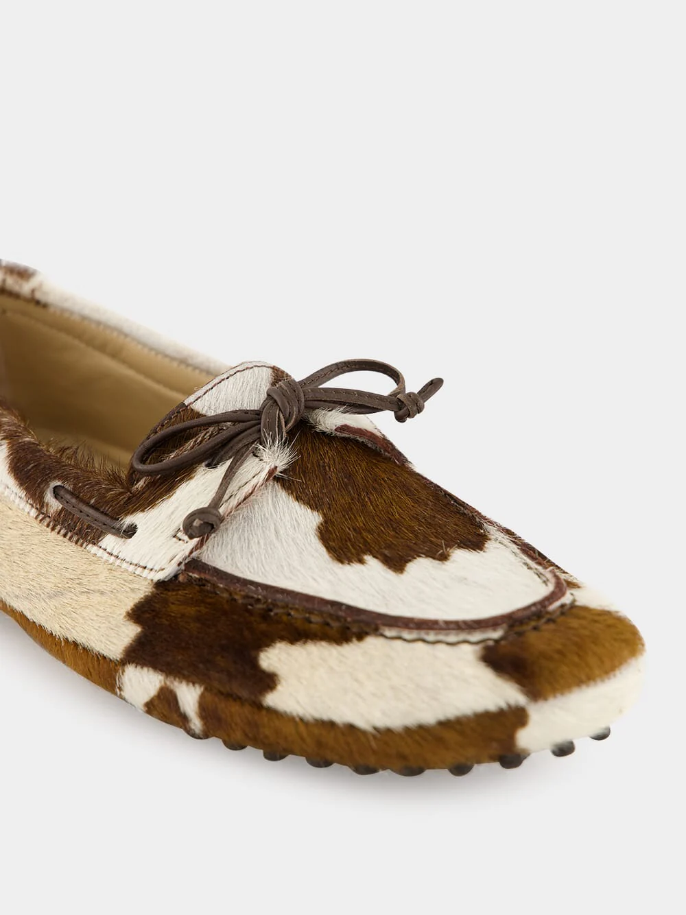 Cow Print Calf Hair Driver Moccasins - Image 7