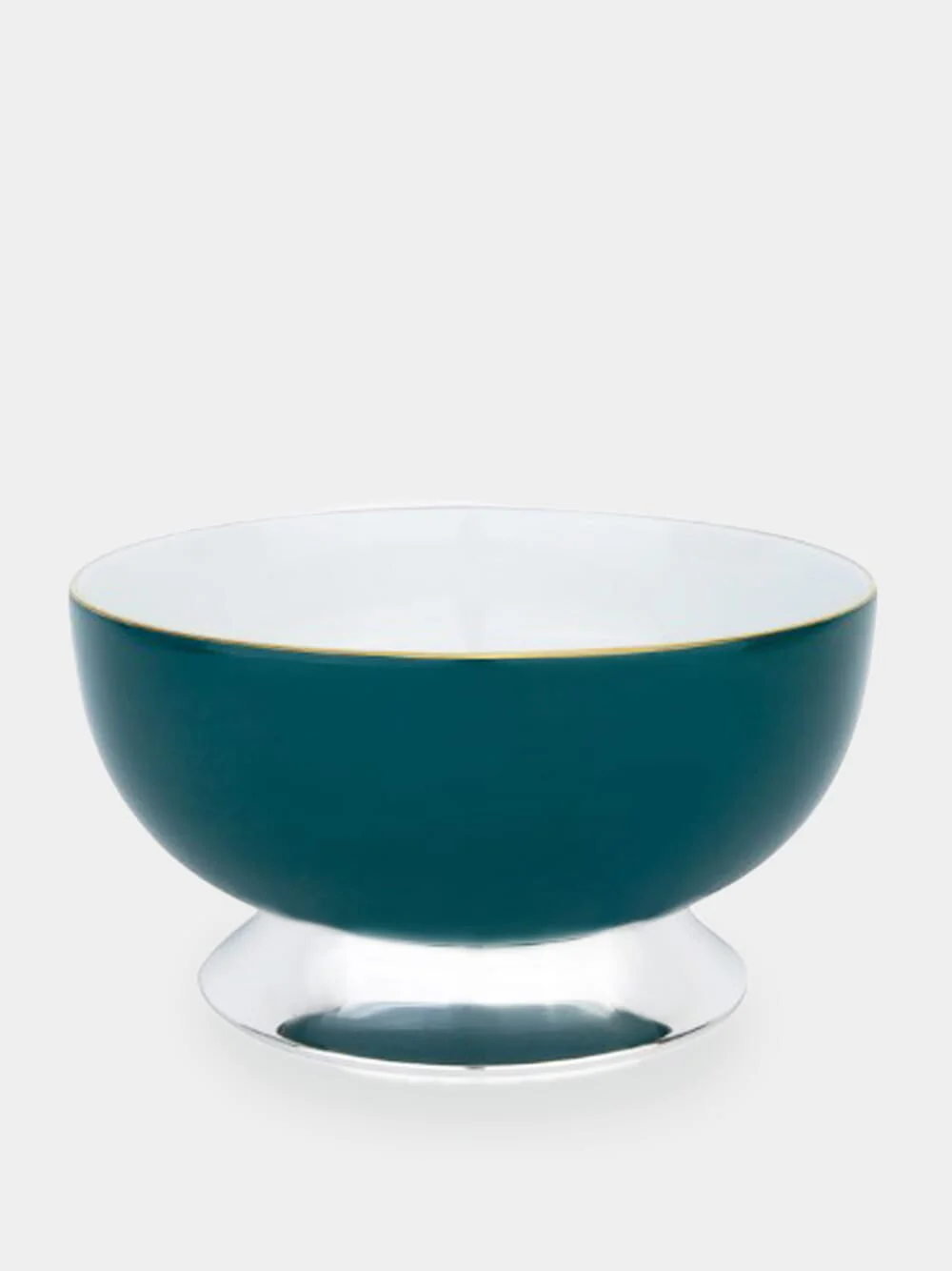 Green Malibu Portuguese Porcelain Bowl with Silver Base