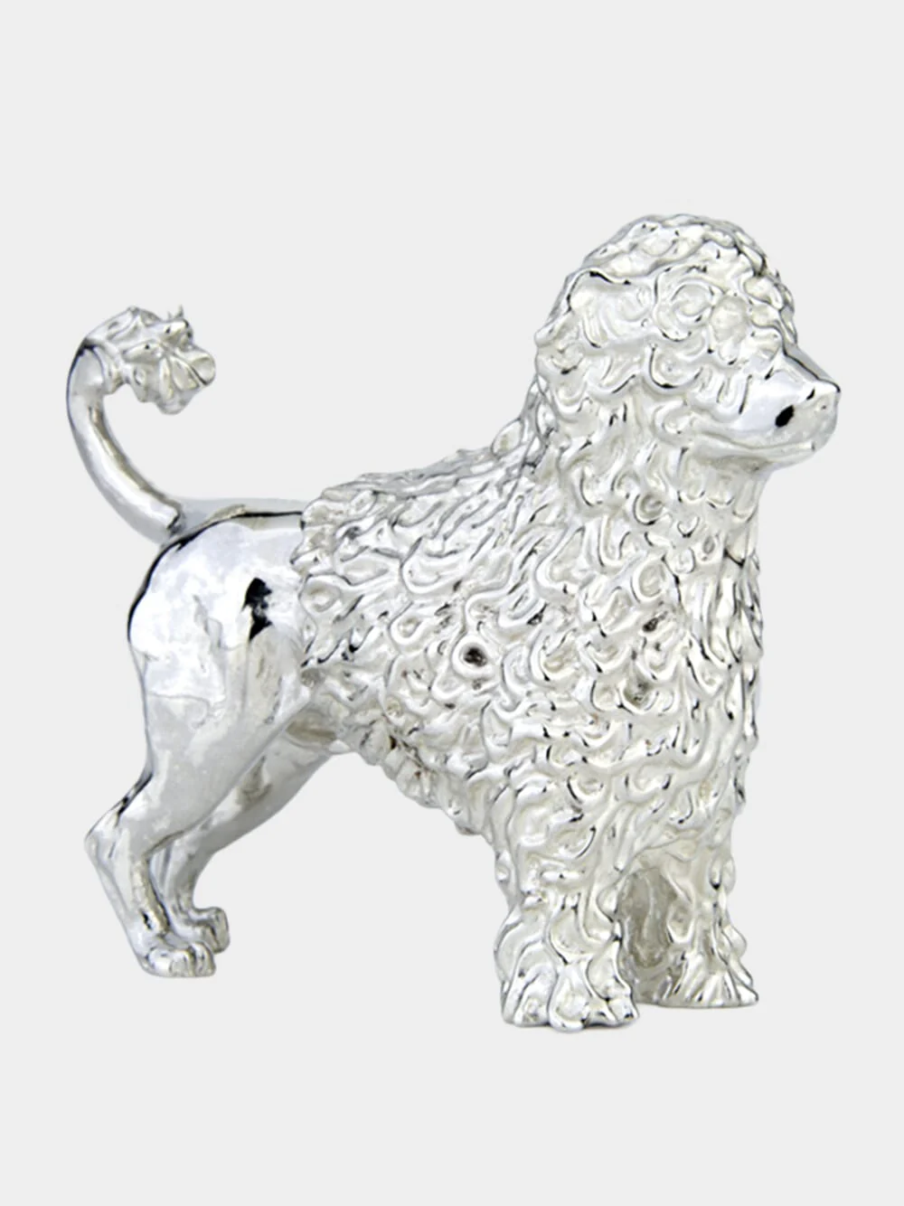 Silver Portuguese Water Dog Sculpture