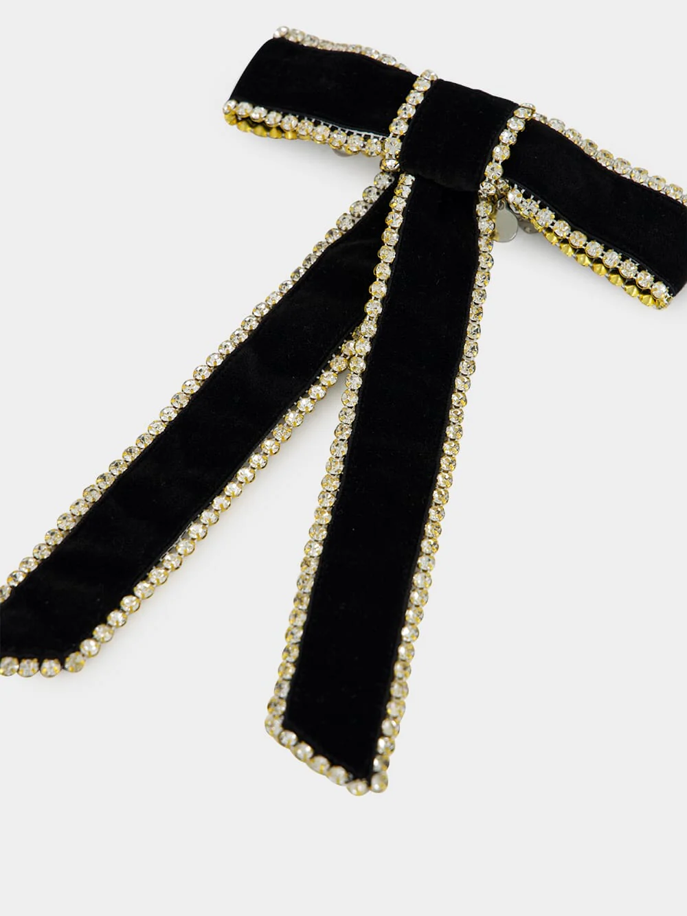 Black Lilly Velvet Crystal Bow - Image 4