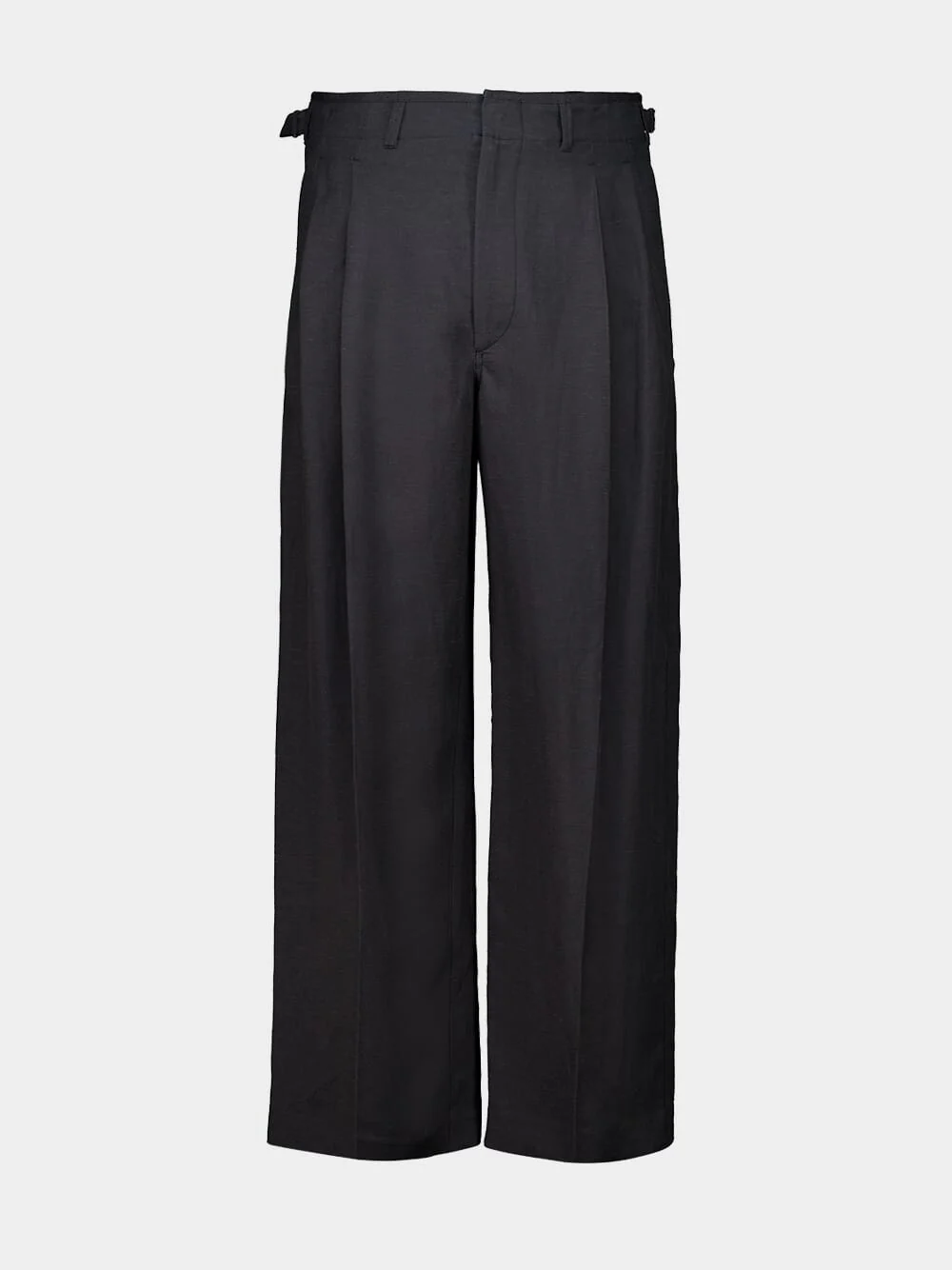 Ash Black Pleated Viscose Linen Tailored Pants - Image 2