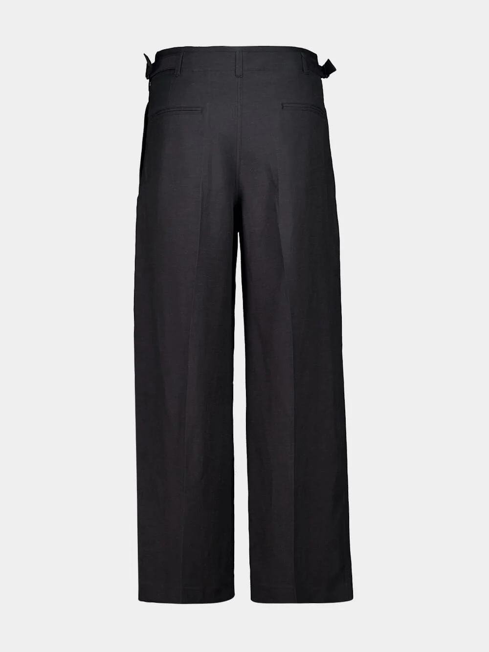 Ash Black Pleated Viscose Linen Tailored Pants - Image 4