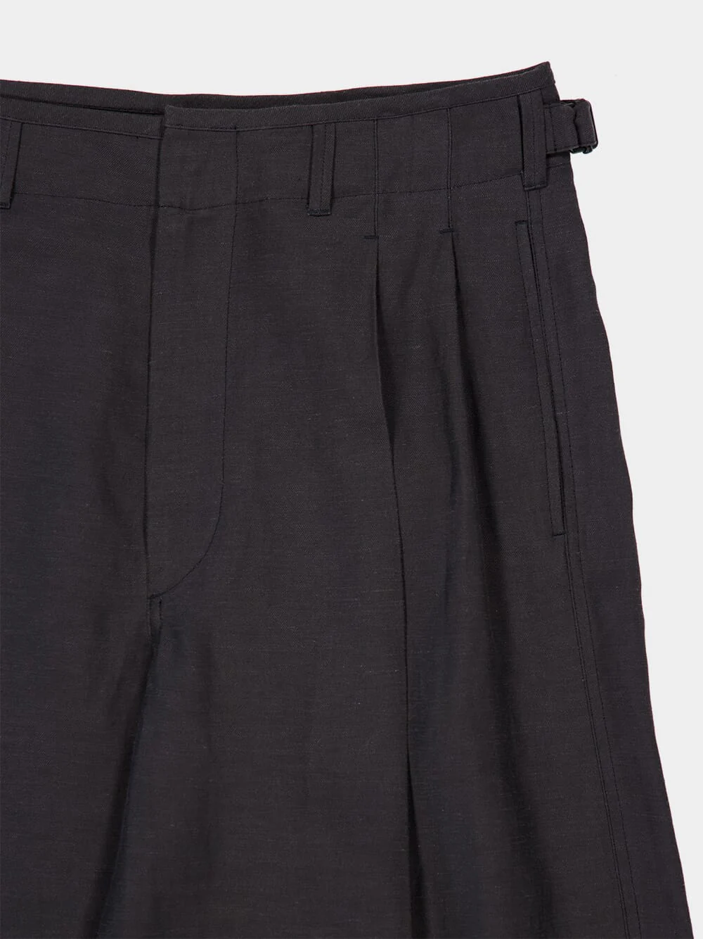 Ash Black Pleated Viscose Linen Tailored Pants - Image 5