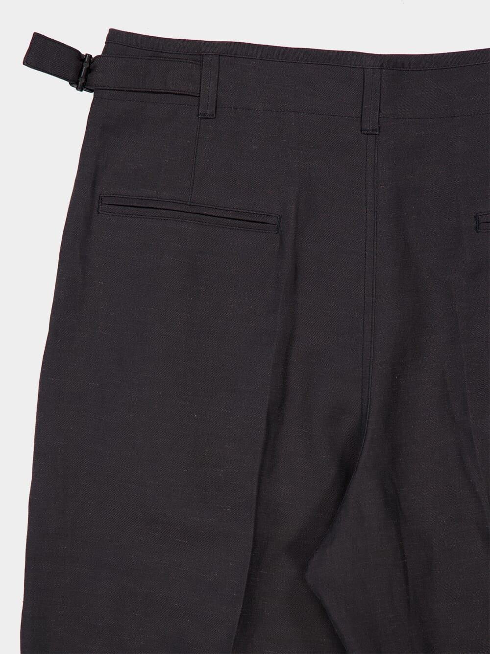 Ash Black Pleated Viscose Linen Tailored Pants - Image 6