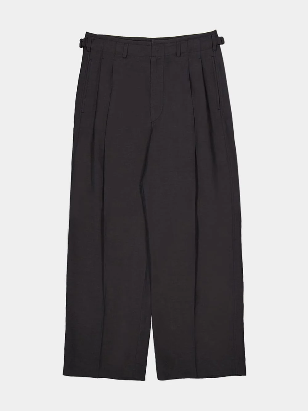 Ash Black Pleated Viscose Linen Tailored Pants - Image 7