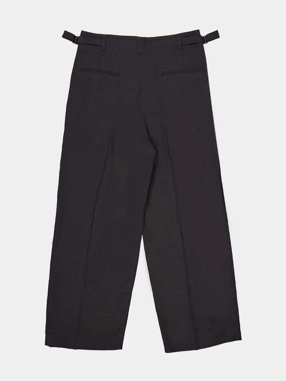 Ash Black Pleated Viscose Linen Tailored Pants - Image 8
