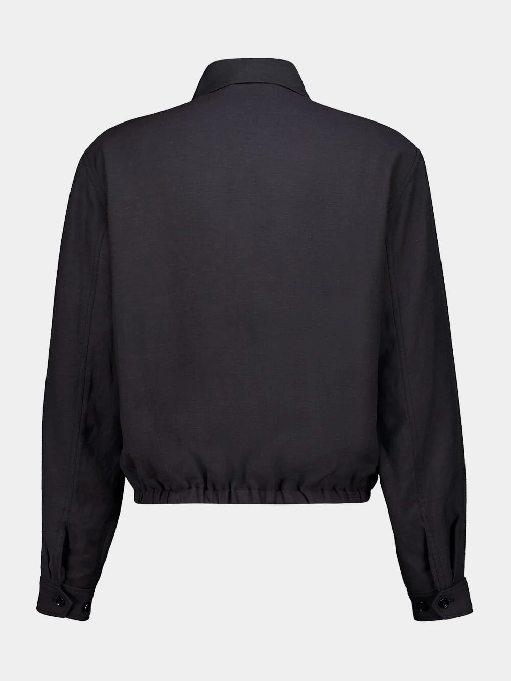 Ash Black Viscose Linen Gabardine Short Blouson - Image 4