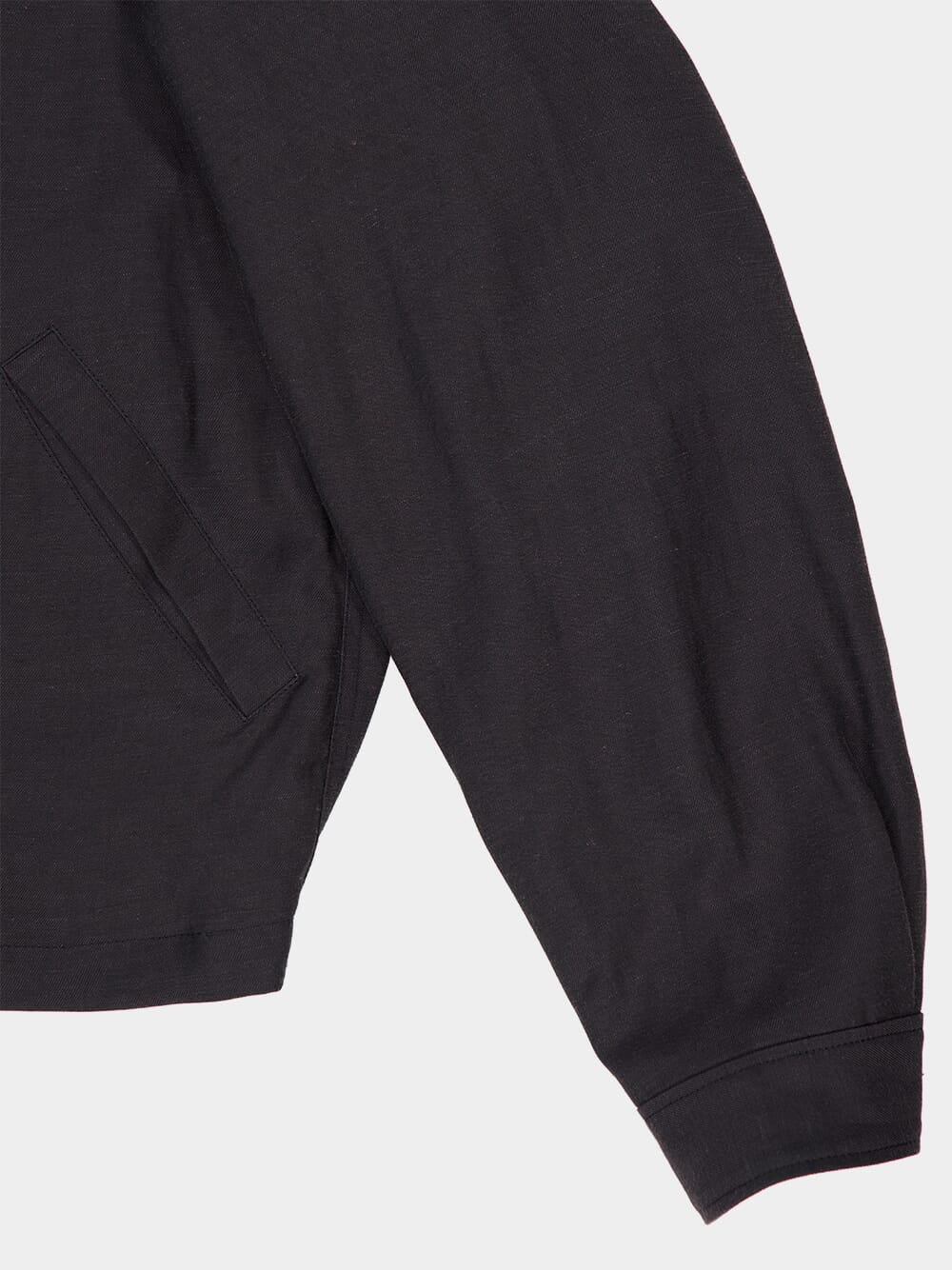 Ash Black Viscose Linen Gabardine Short Blouson - Image 7