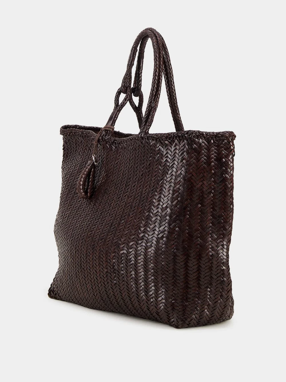 Dark Brown Chevron Leather Tote - Image 2