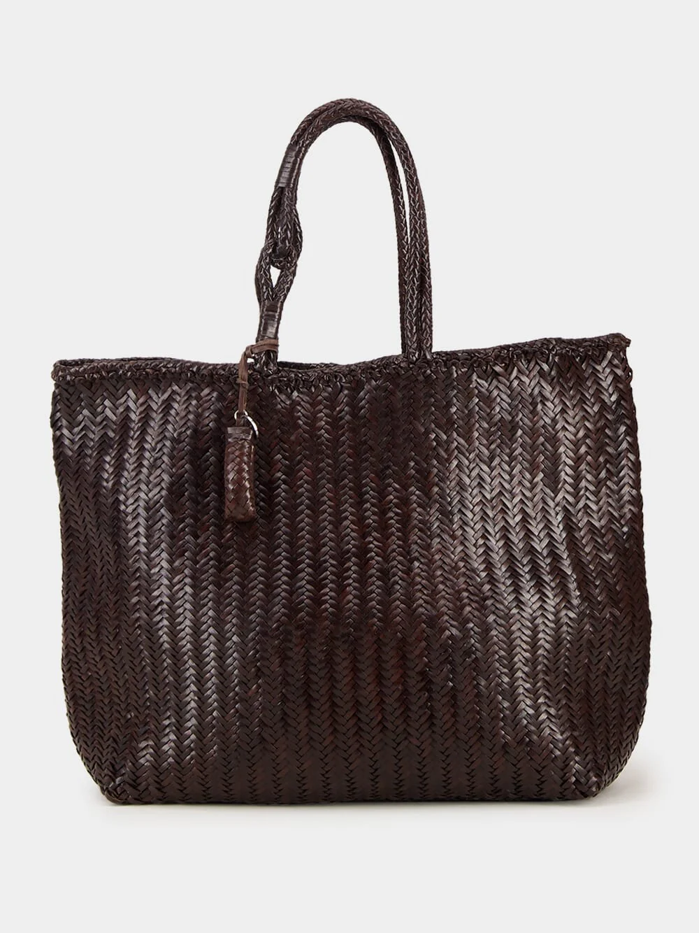 Dark Brown Chevron Leather Tote - Image 5