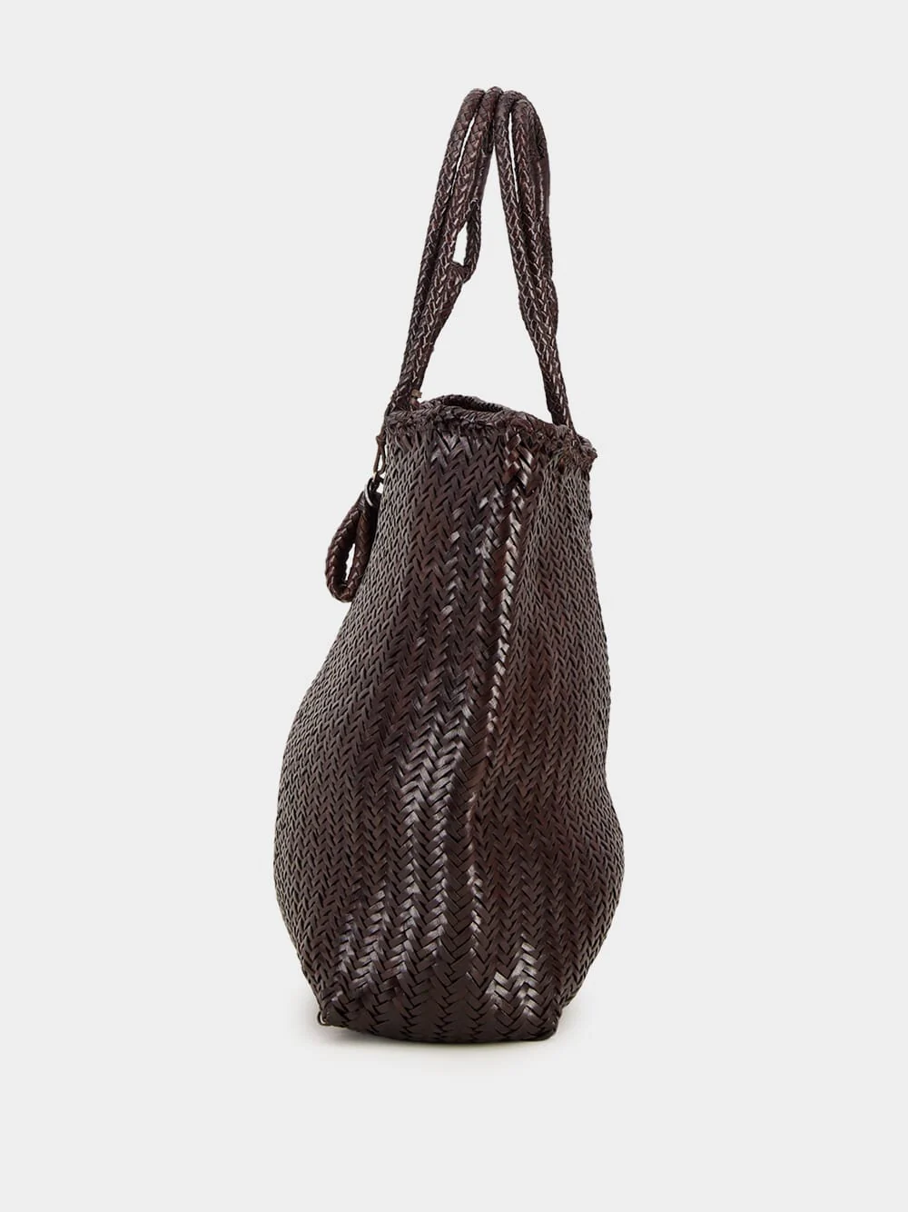 Dark Brown Chevron Leather Tote - Image 7
