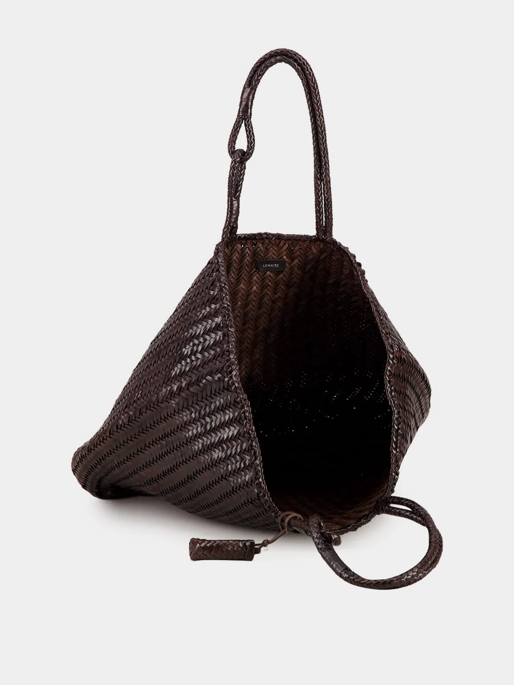 Dark Brown Chevron Leather Tote - Image 8