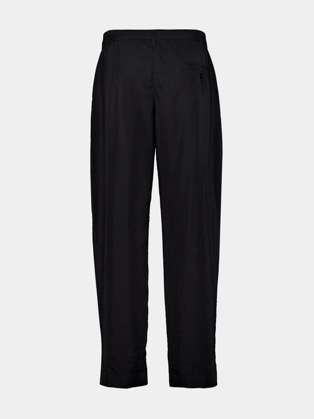 Black Dry Silk Belted Relaxed Trousers - Image 2
