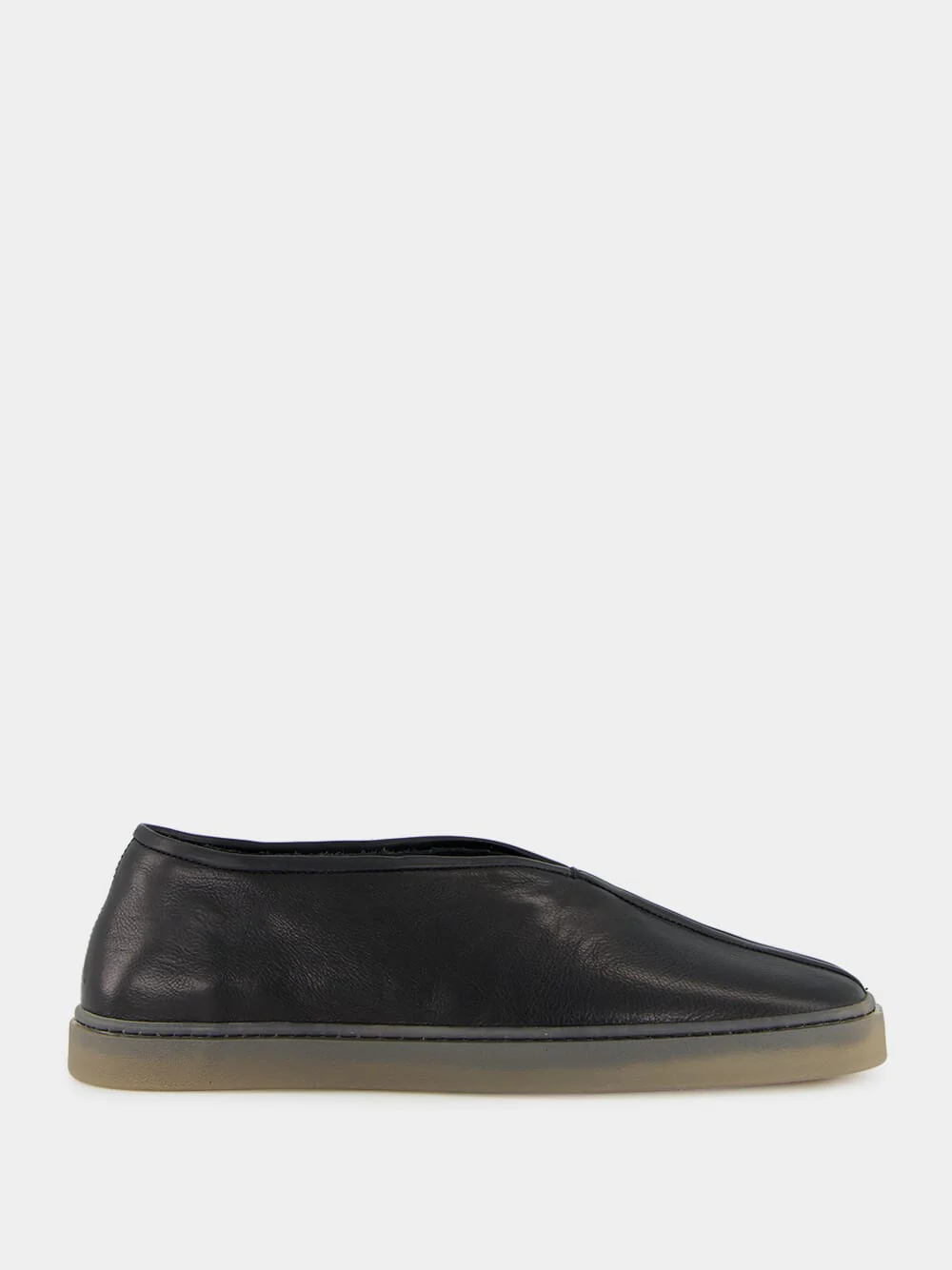 Black Low-Top Linoleum Piped Leather Sneakers