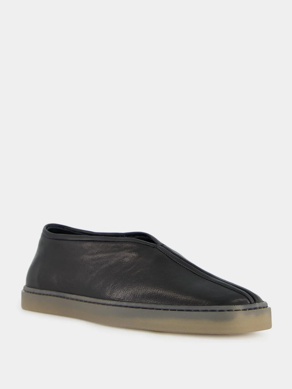 Black Low-Top Linoleum Piped Leather Sneakers - Image 2