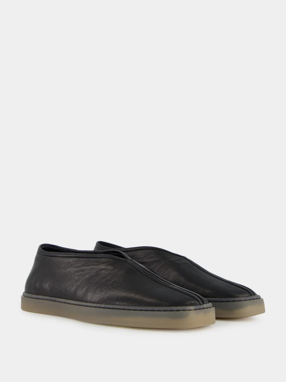 Black Low-Top Linoleum Piped Leather Sneakers - Image 3