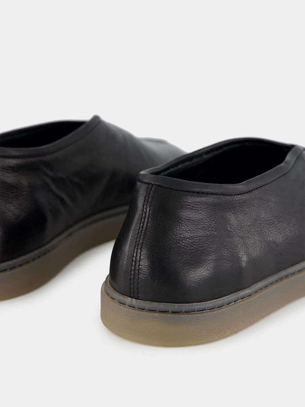 Black Low-Top Linoleum Piped Leather Sneakers - Image 6