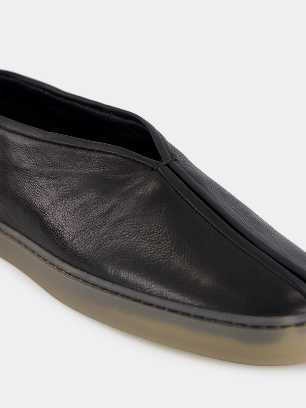 Black Low-Top Linoleum Piped Leather Sneakers - Image 7