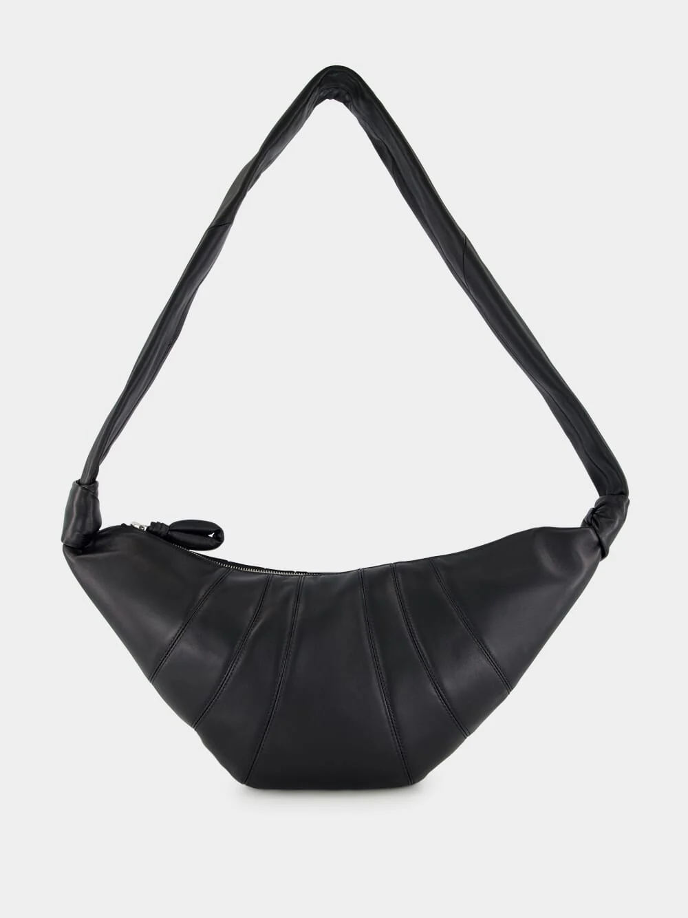 Black Medium Croissant Bag in Soft Nappa Leather - Image 3