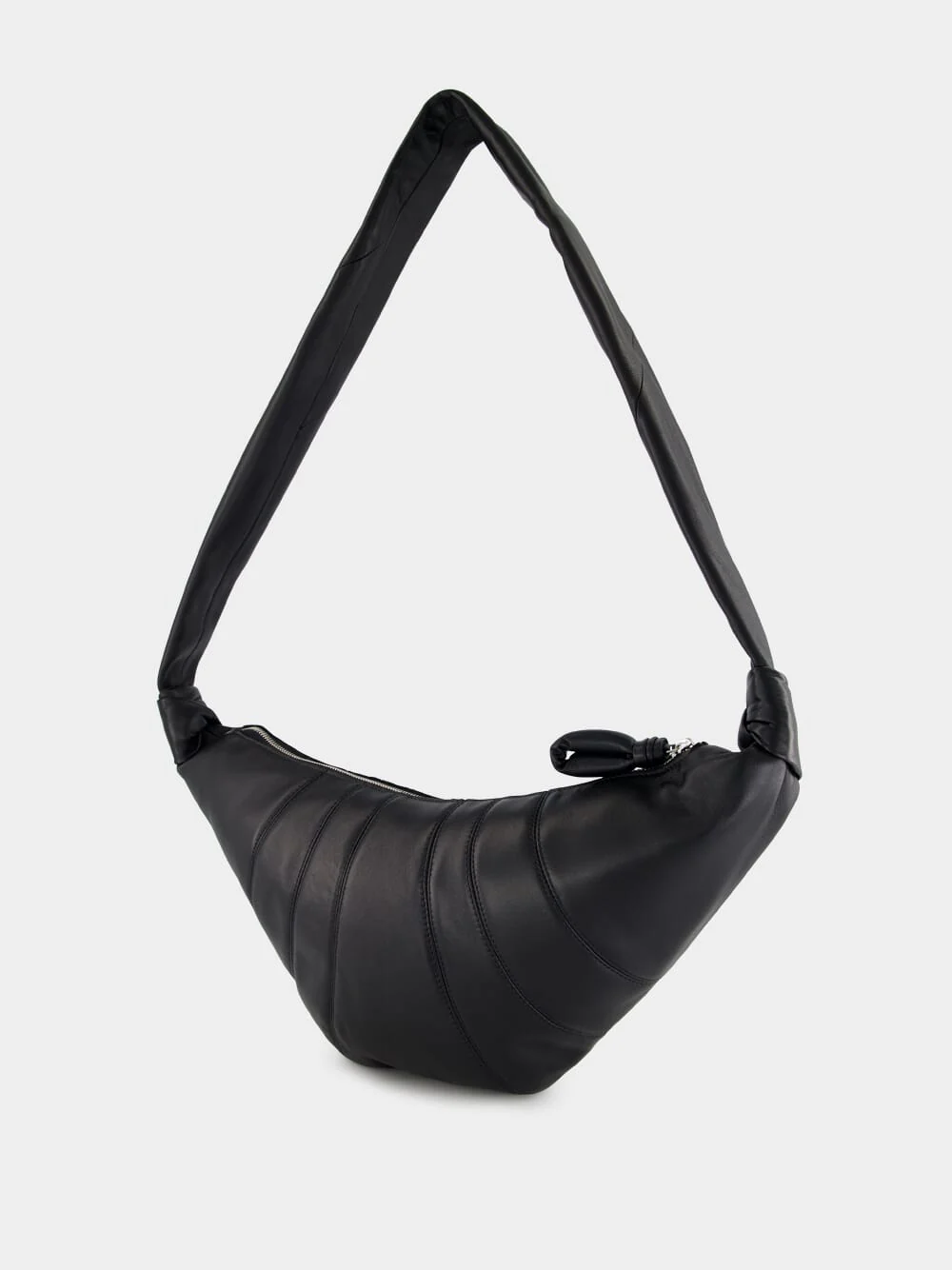 Black Medium Croissant Bag in Soft Nappa Leather - Image 6