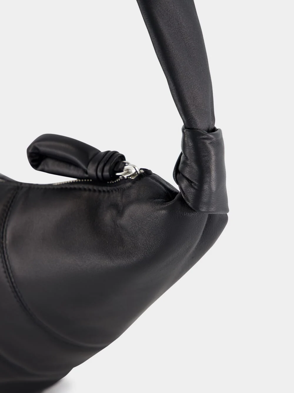 Black Medium Croissant Bag in Soft Nappa Leather - Image 8