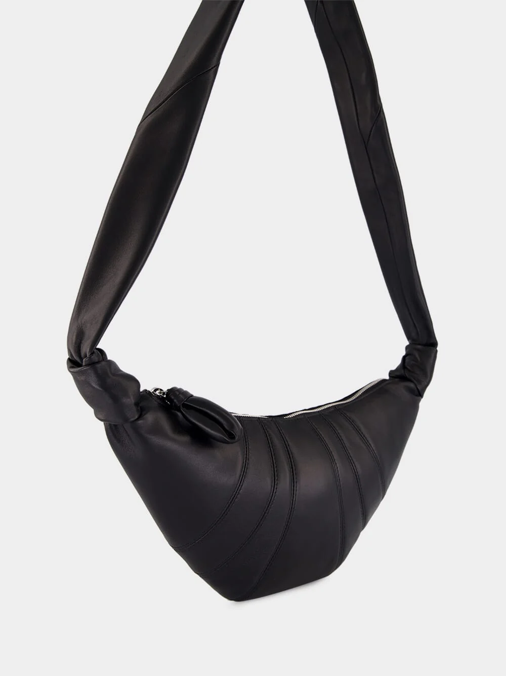 Black Small Croissant Leather Bag - Image 3