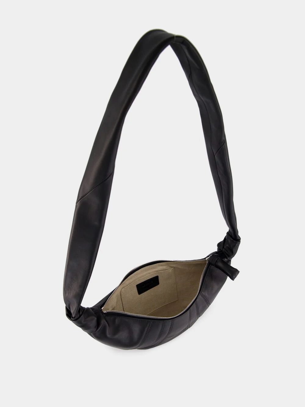 Black Small Croissant Leather Bag - Image 6