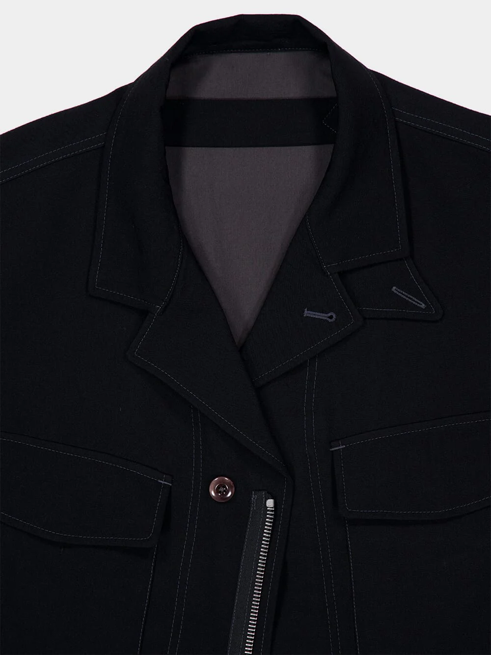 Black Soft Wool Field Jacket - Image 6