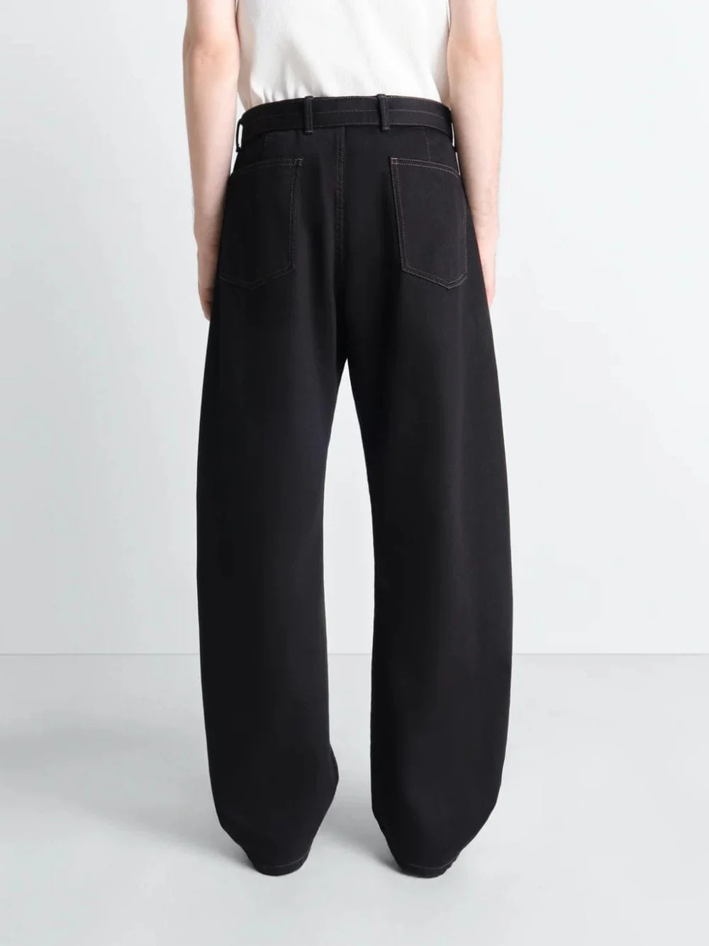 Black Twisted Belted Denim Pants - Image 4