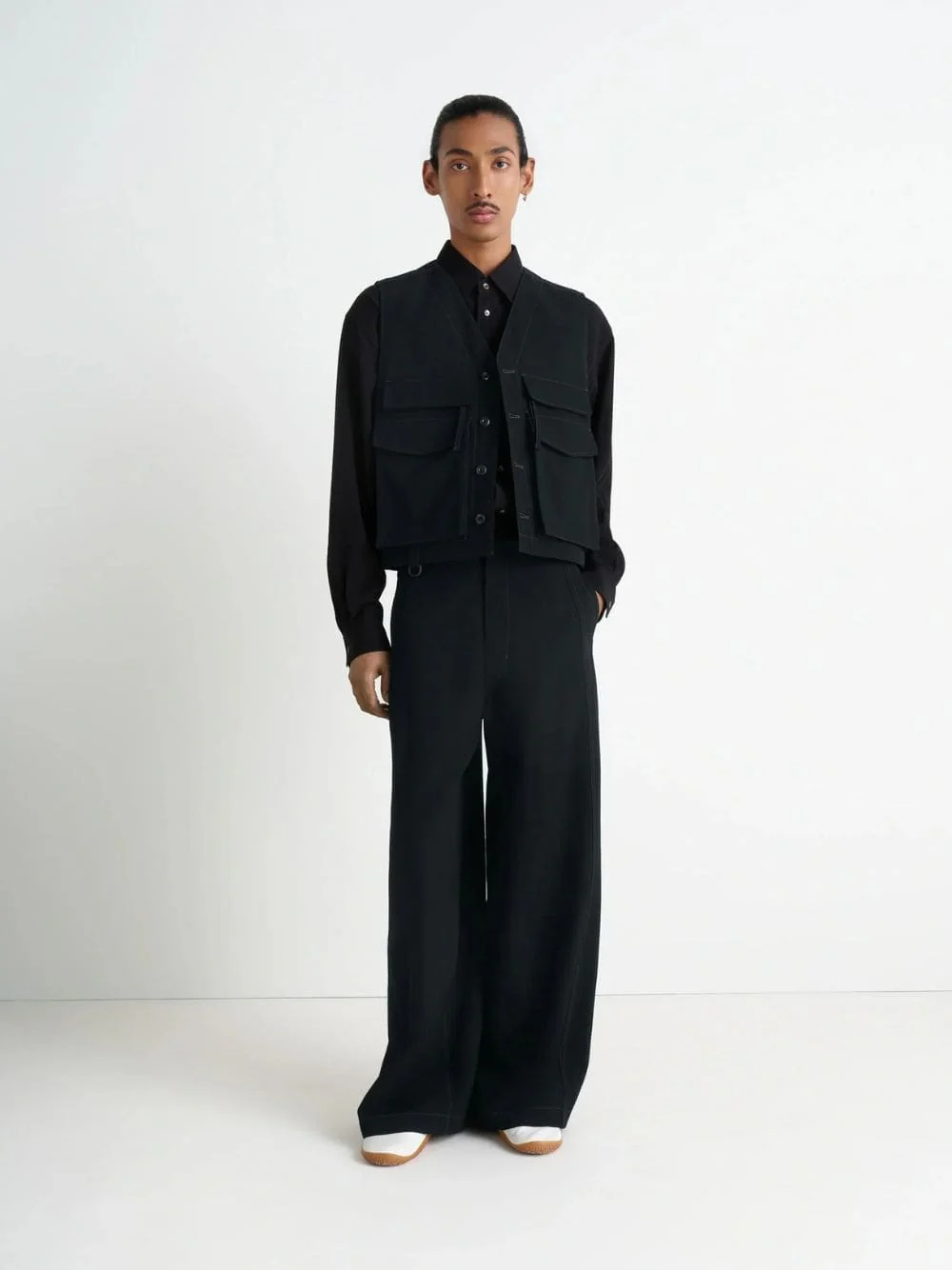 Black Wool Utility Gilet - Image 2