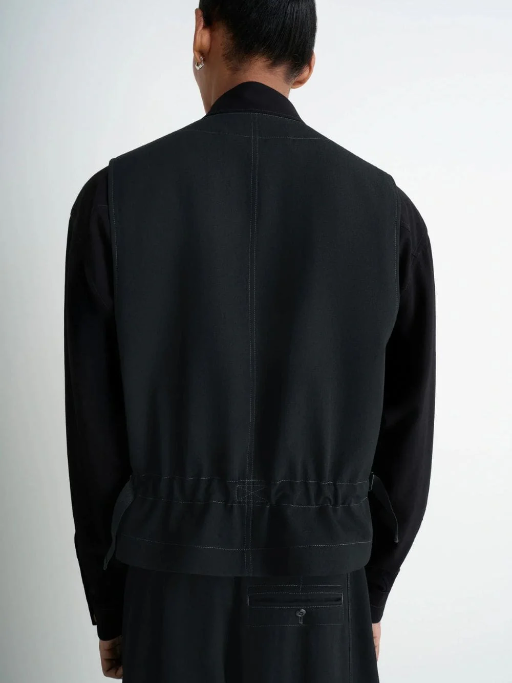 Black Wool Utility Gilet - Image 4