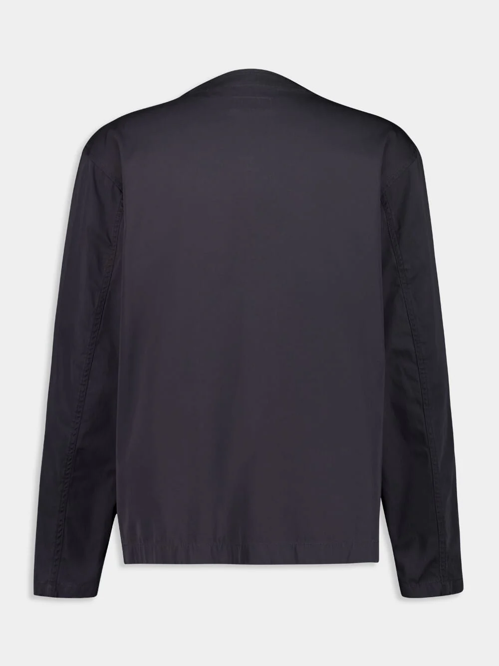 Charcoal Collarless Cotton Twill Overshirt - Image 3