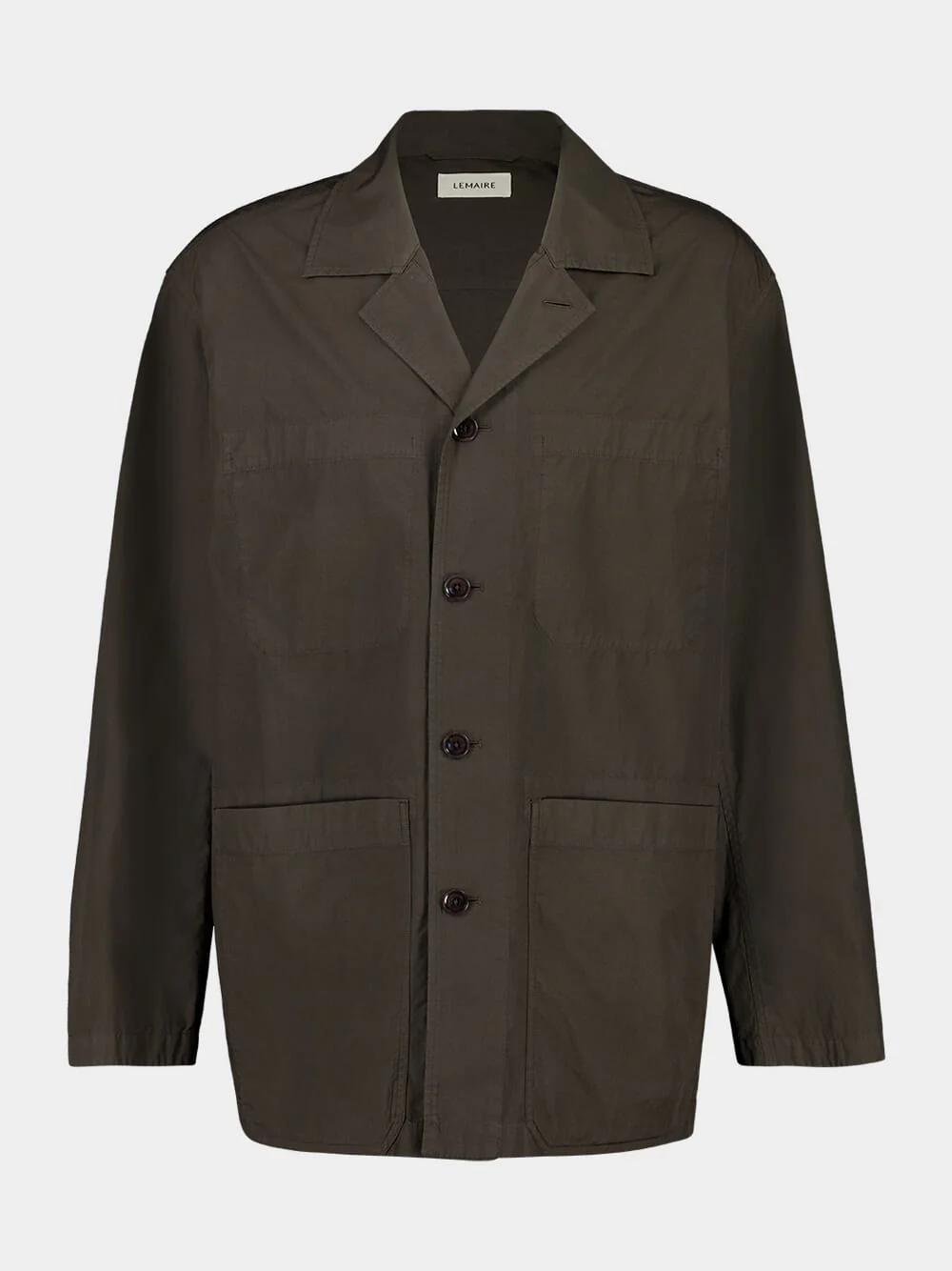 Dark Brown Cotton Workwear Shirt Jacket