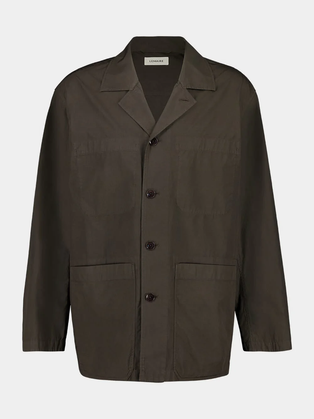 Dark Brown Cotton Workwear Shirt Jacket - Image 5