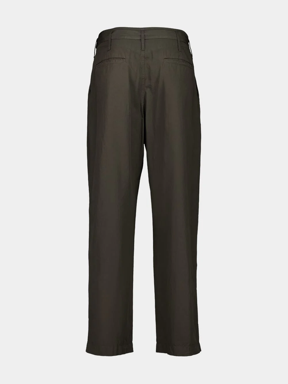 Dark Brown Pleated Cotton Belted Trousers - Image 2