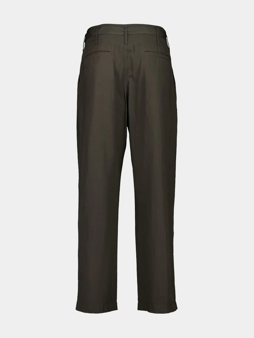 Dark Brown Pleated Cotton Belted Trousers - Image 6