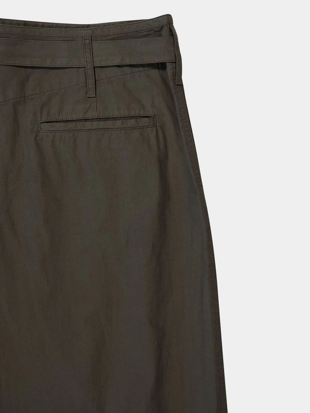 Dark Brown Pleated Cotton Belted Trousers - Image 8