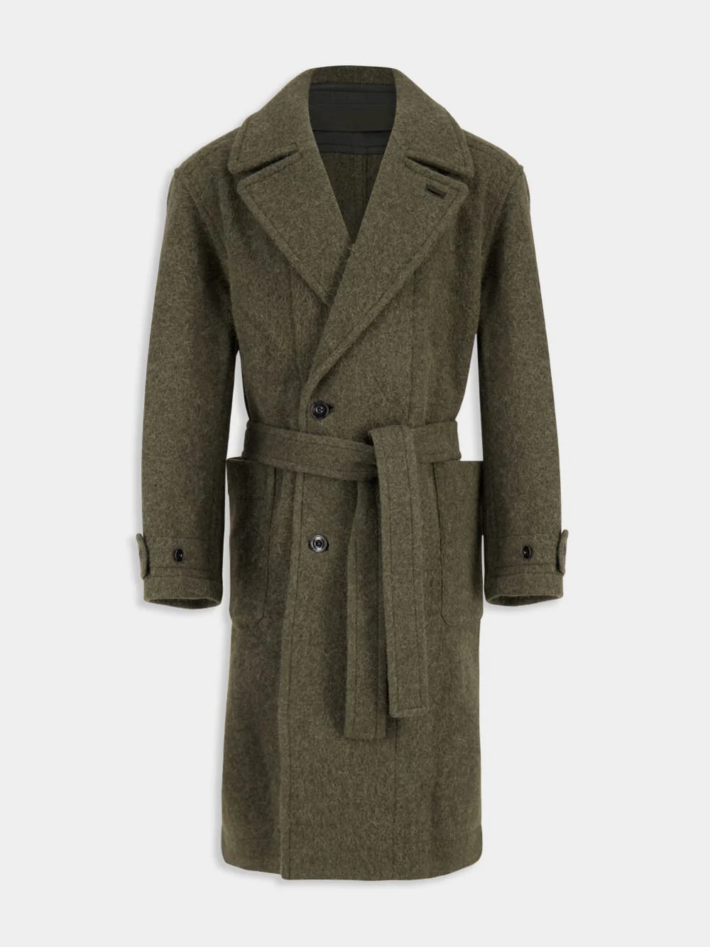 Dark Khaki Wool Alpaca Soft Coat - Image 2