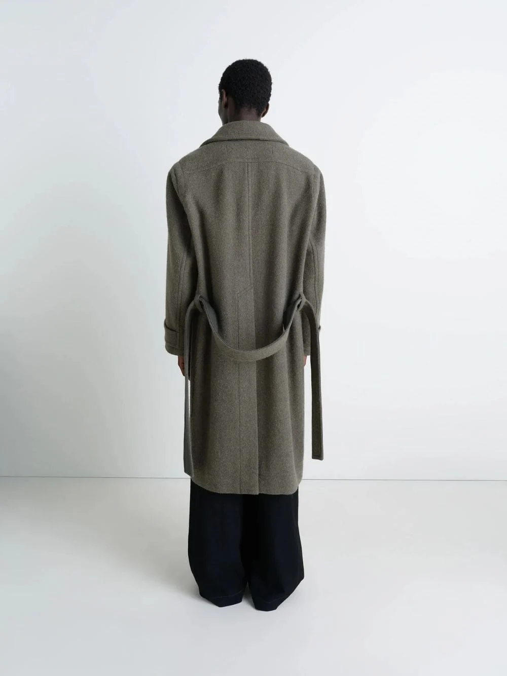 Dark Khaki Wool Alpaca Soft Coat - Image 3