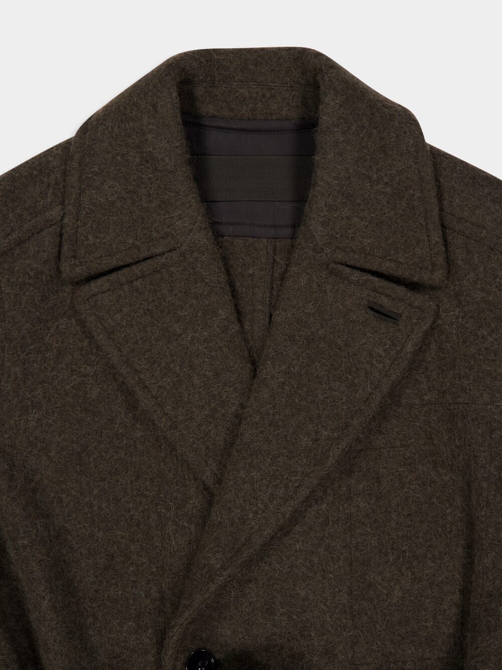 Dark Khaki Wool Alpaca Soft Coat - Image 5