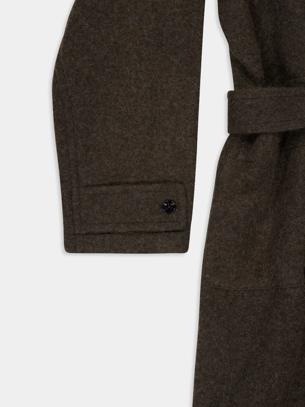 Dark Khaki Wool Alpaca Soft Coat - Image 7