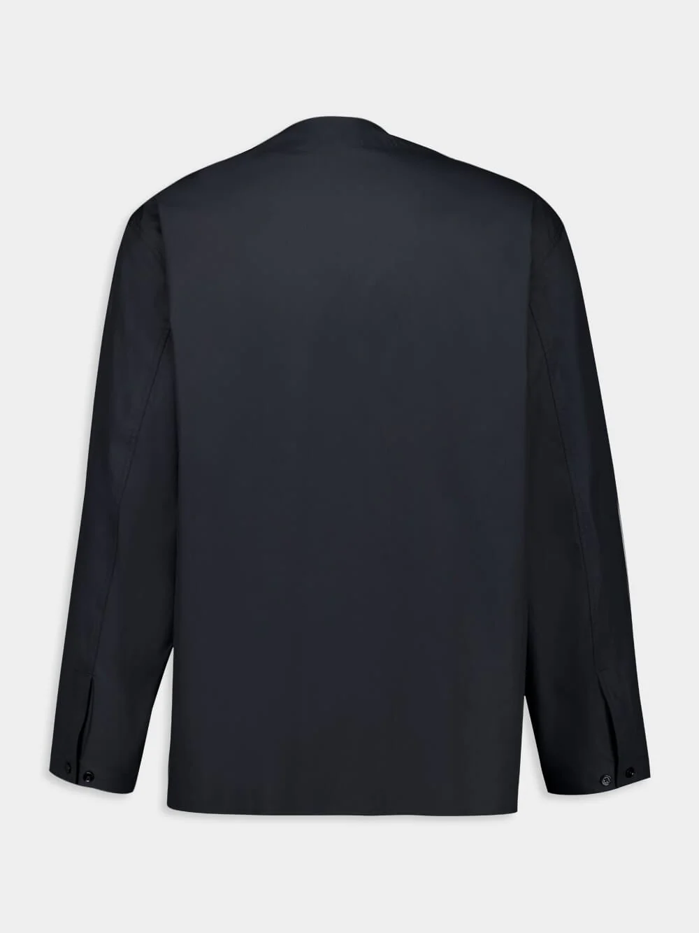 Jet Black V-Neck Cotton Poplin Shirt - Image 10