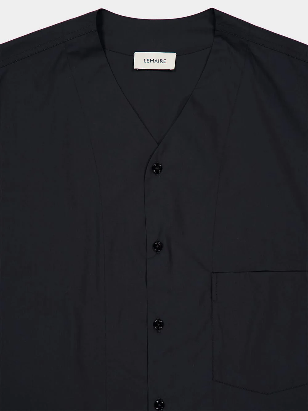 Jet Black V-Neck Cotton Poplin Shirt - Image 11
