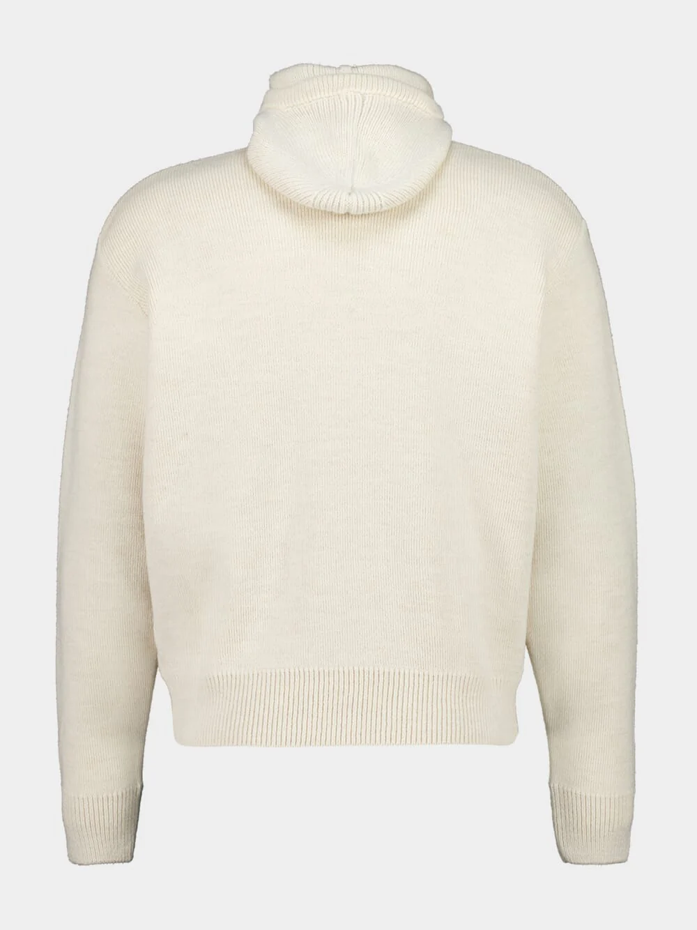Light Cream Alpaca Wool Hooded Sweater - Image 3