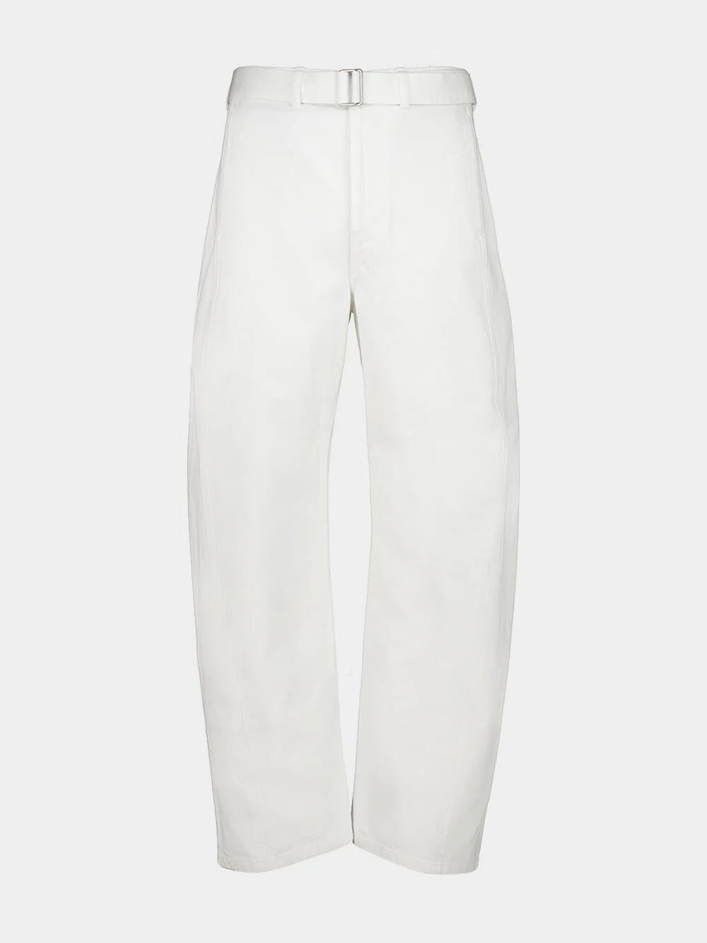 Milk White Twisted Belted Denim Pants