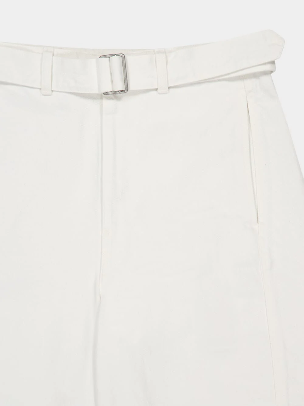 Milk White Twisted Belted Denim Pants - Image 3